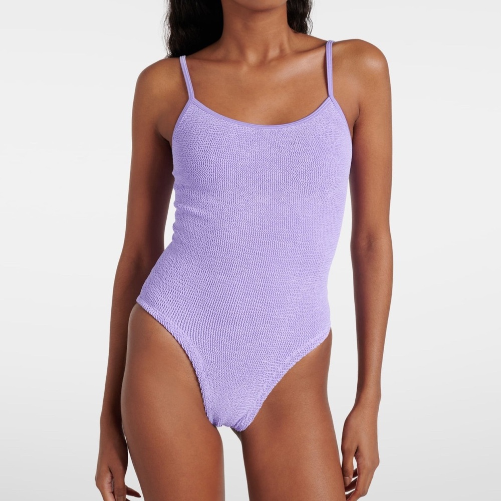Hunza G Purple One Piece Bodysuit with Textured Finish